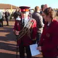 Terry the drum major, and Elizabeth, The GSB at Dickleburgh, and Samia Malik at the Bank, Eye, Suffolk - 11th November 2019