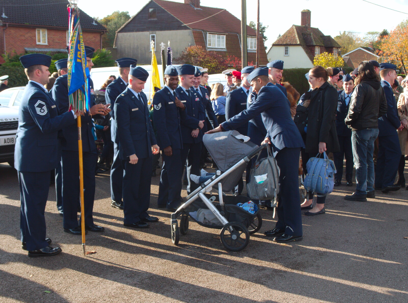 USAF aircrew form Mildenhall, including babies from The GSB at Dickleburgh, and Samia Malik at the Bank, Eye, Suffolk - 11th November 2019