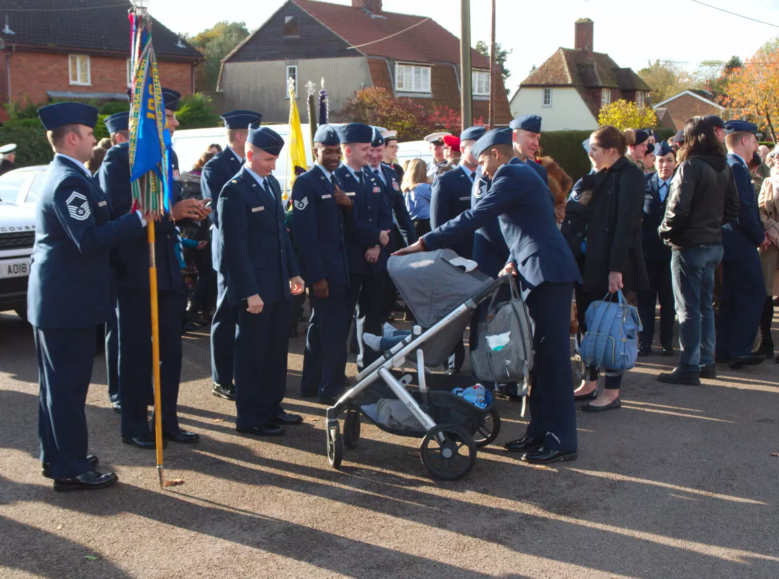 USAF aircrew form Mildenhall, including babies, from The GSB at Dickleburgh, and Samia Malik at the Bank, Eye, Suffolk - 11th November 2019