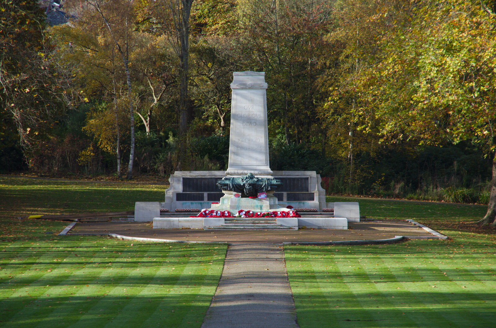 The war memorial from Exam Day Dereliction, Ipswich, Suffolk - 13th November 2019