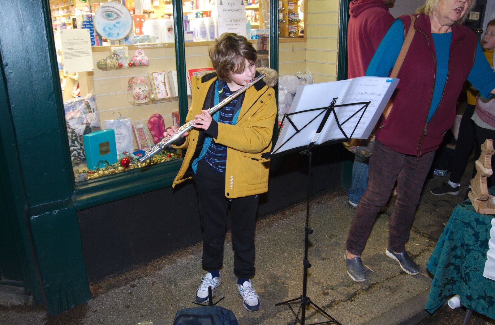 Fred on his flute from Isobel Sings at the Eye Lights, Eye, Suffolk - 28th November 2019