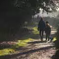 Isobel, Fred and Harry tread a misty path, The Tiles of Ickworth House, Horringer, Suffolk - 30th November 2019