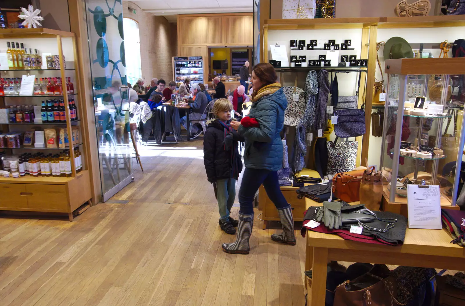 Harry and Isobel in the NT shop, from The Tiles of Ickworth House, Horringer, Suffolk - 30th November 2019