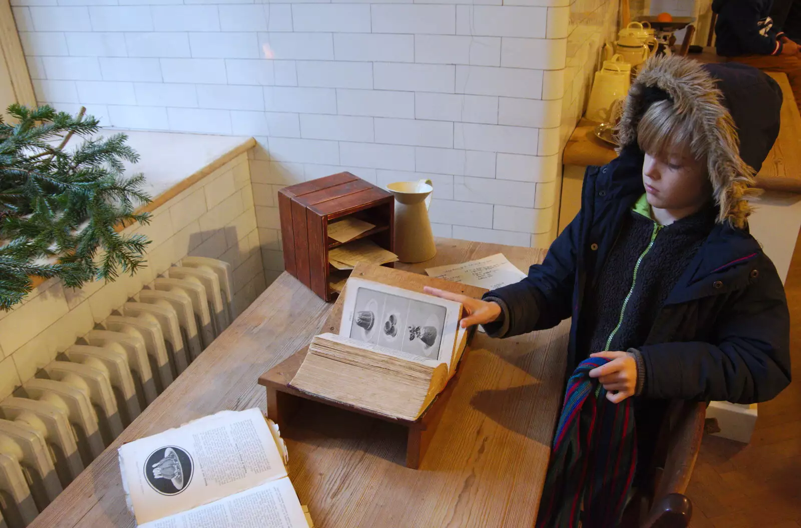 Harry pokes an old recipe book, from The Tiles of Ickworth House, Horringer, Suffolk - 30th November 2019