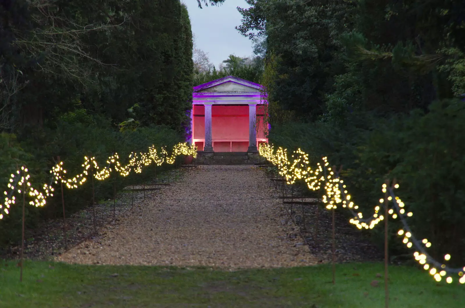 Twinkly lights on the way to a garden shelter, from The Tiles of Ickworth House, Horringer, Suffolk - 30th November 2019