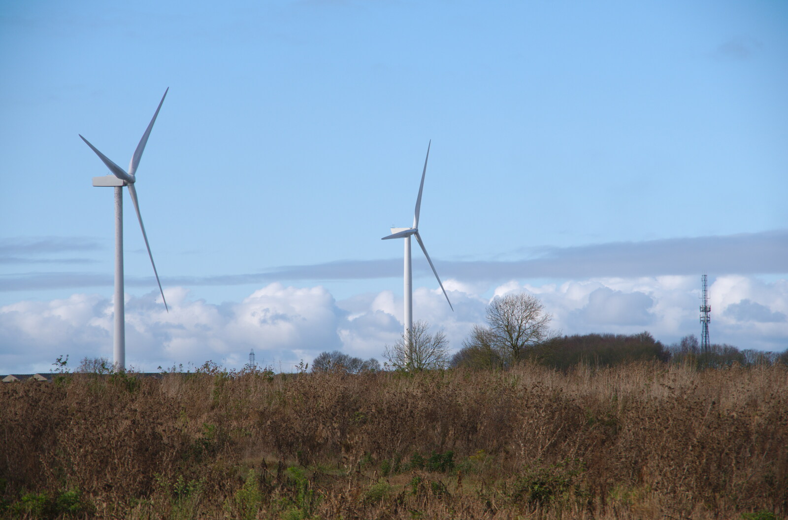 Two of the Eye airfield wind turbines from Pizza Express and a School Quiz, Bury St. Edmunds and Eye, Suffolk - 30th November 2019