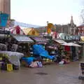 Traders' tarpaulins nearly get blown away in a squall, Norwich in Ninety, and Christmas Trees, Norwich and Diss - 8th December 2019