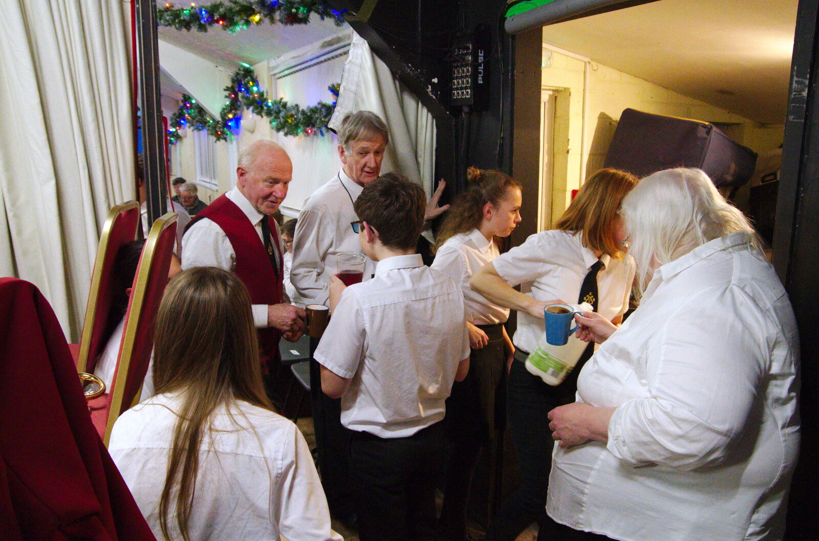 There's a general melee backstage from GSB Concerts and the BSCC Christmas Dinner, Suffolk - 13th December 2019