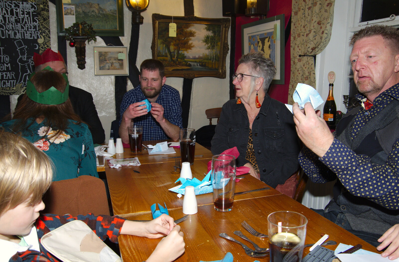 Everyone's doing origami now from GSB Concerts and the BSCC Christmas Dinner, Suffolk - 13th December 2019