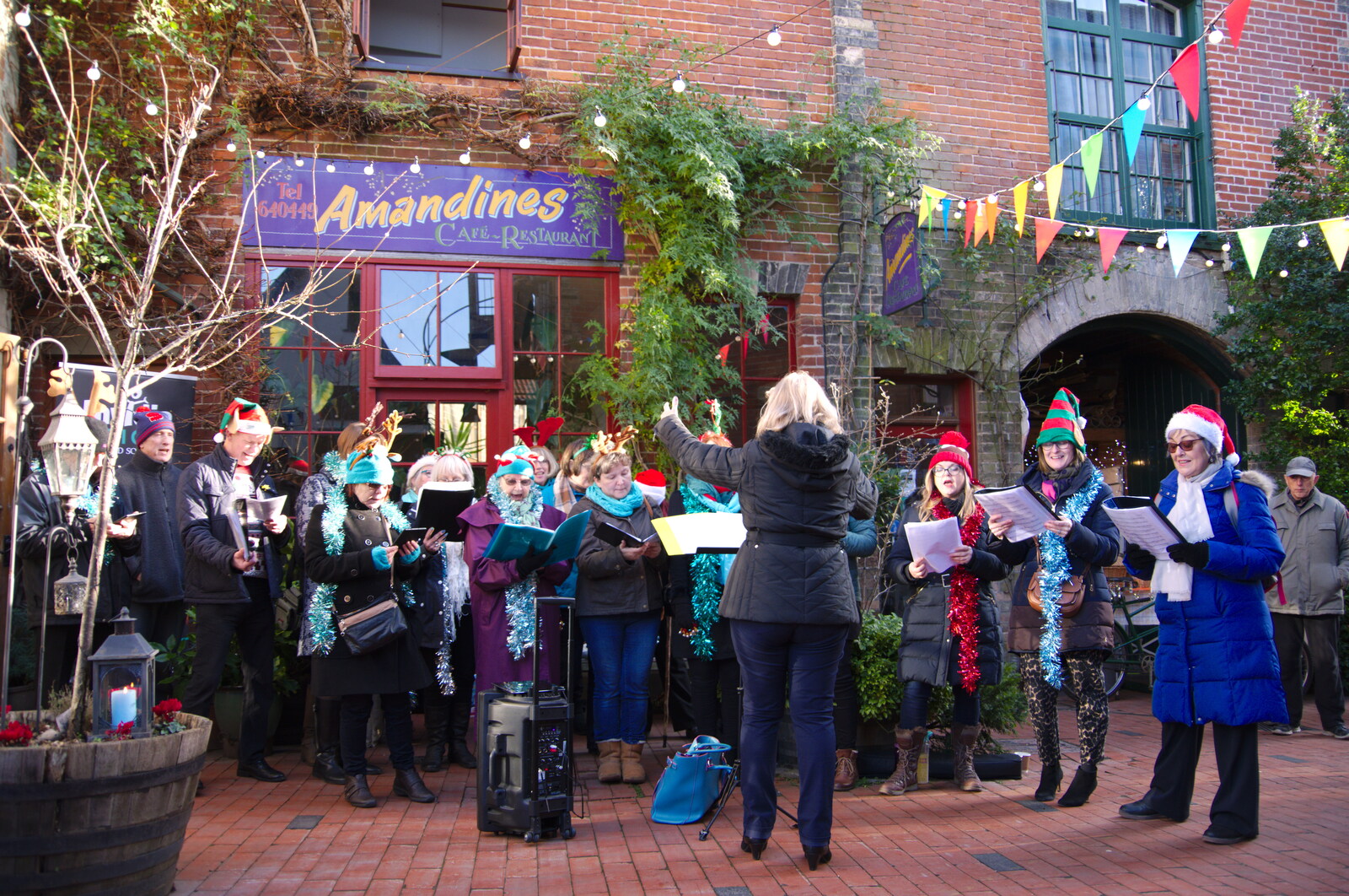 More singing in Norfolk Yard, Diss from The St. Nicholas Street Winter Fayre, Diss, Norfolk - 14th December 2019