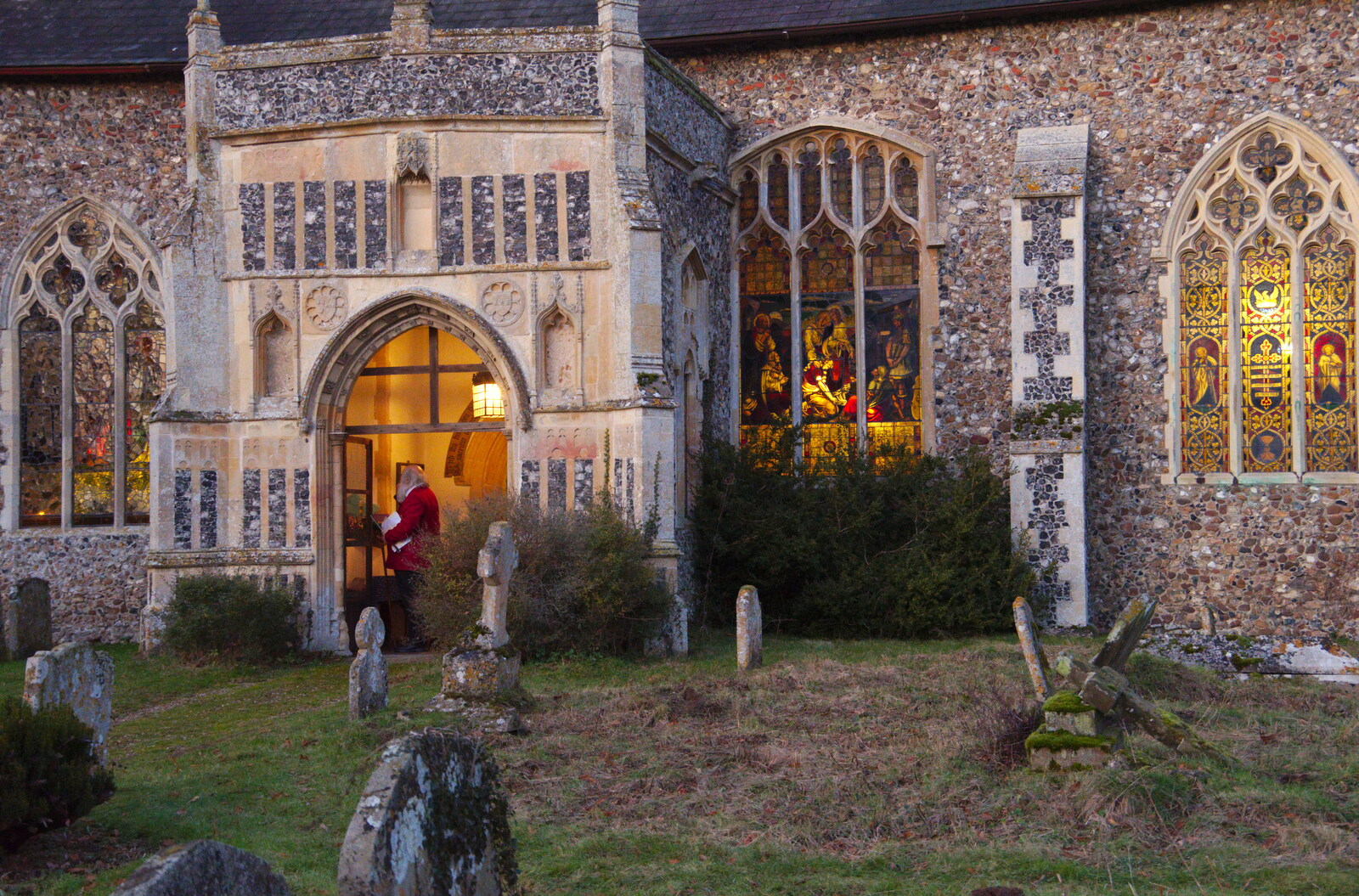 There's a nice glow through stained-glass windows from The GSB at Thornham Magna and Yaxley Cherry Tree, Suffolk - 15th December 2019