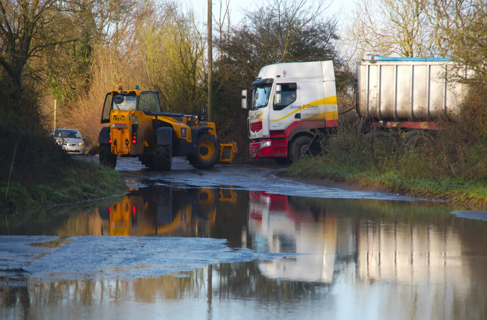 The stricken bulker hauls itself out of the ditch, from A Spot of Christmas Shopping, Norwich, Norfolk - 23rd December 2019