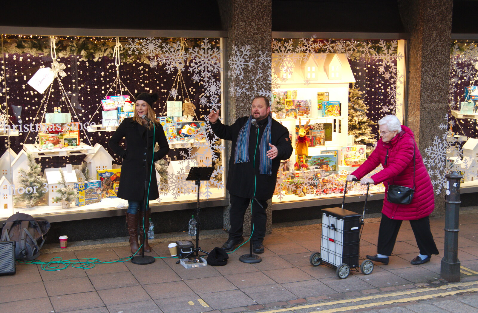 Some opera singers do some busking from A Spot of Christmas Shopping, Norwich, Norfolk - 23rd December 2019