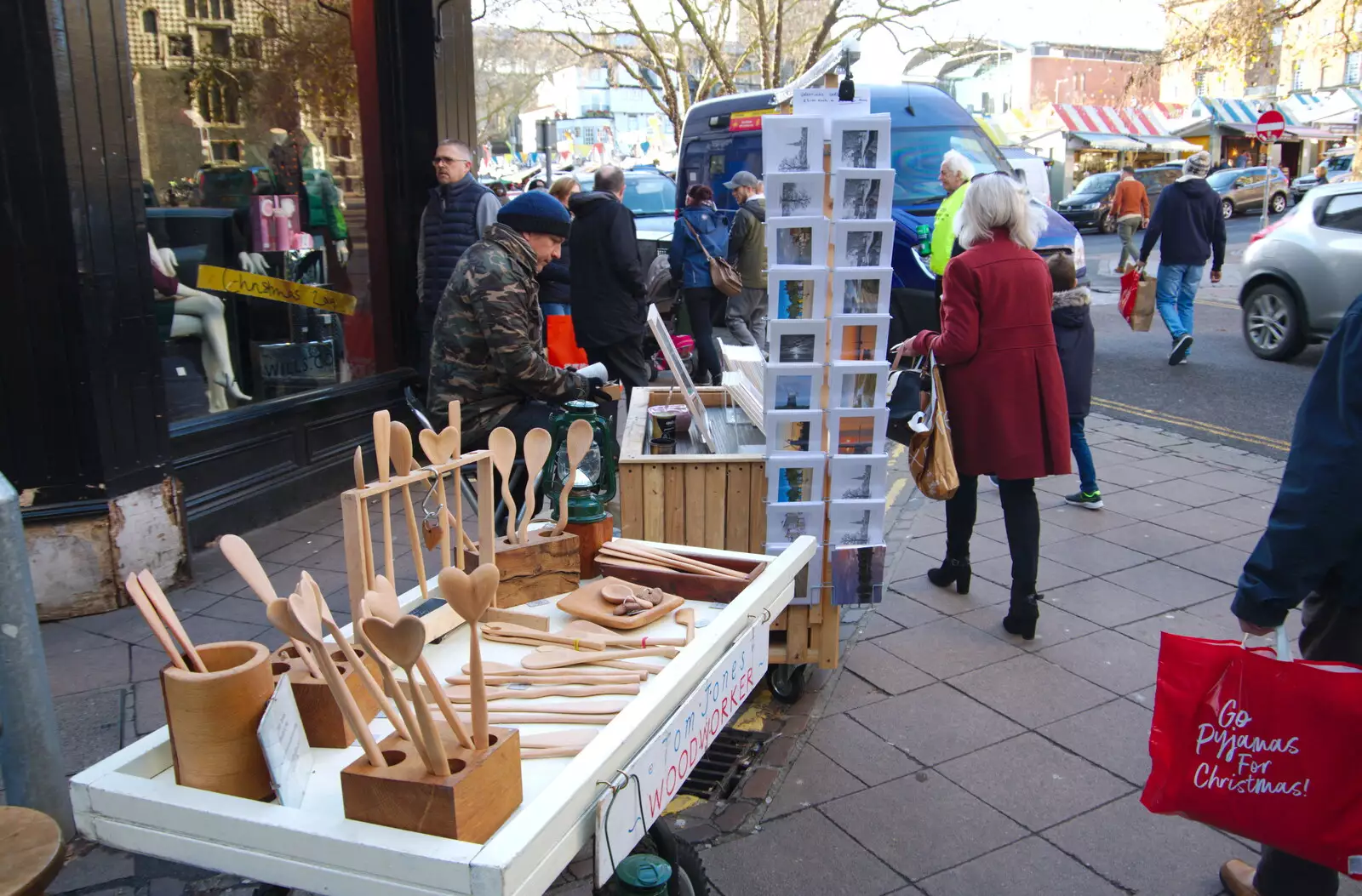 Tom Jones the woodworker and his spoons, from A Spot of Christmas Shopping, Norwich, Norfolk - 23rd December 2019