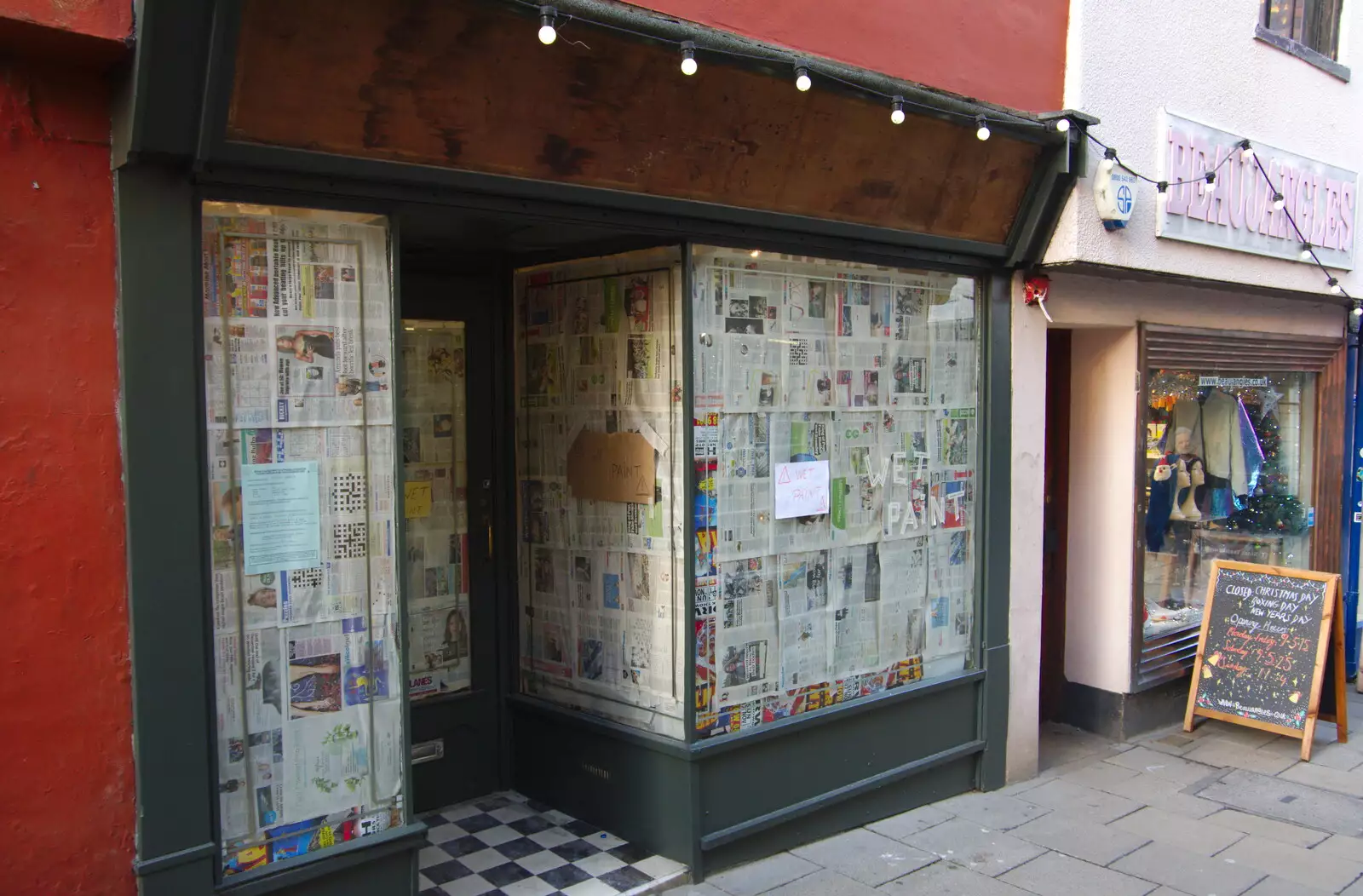 A newspapered-up shop, from A Spot of Christmas Shopping, Norwich, Norfolk - 23rd December 2019