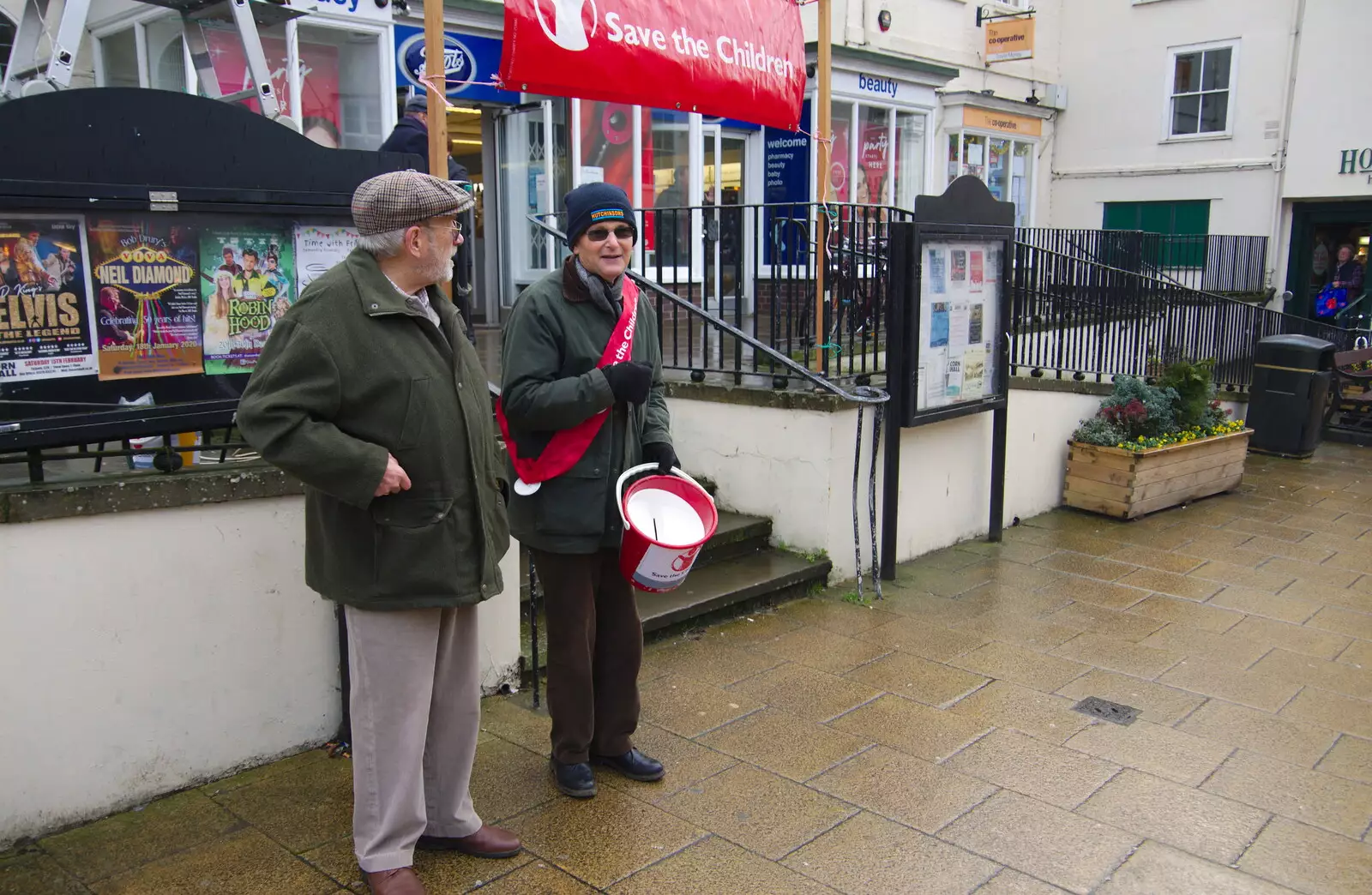 Uncle Mick does his thing outside Boots, from A Christingle Service, St. Nicholas Church, Oakley, Suffolk - 24th December 2019