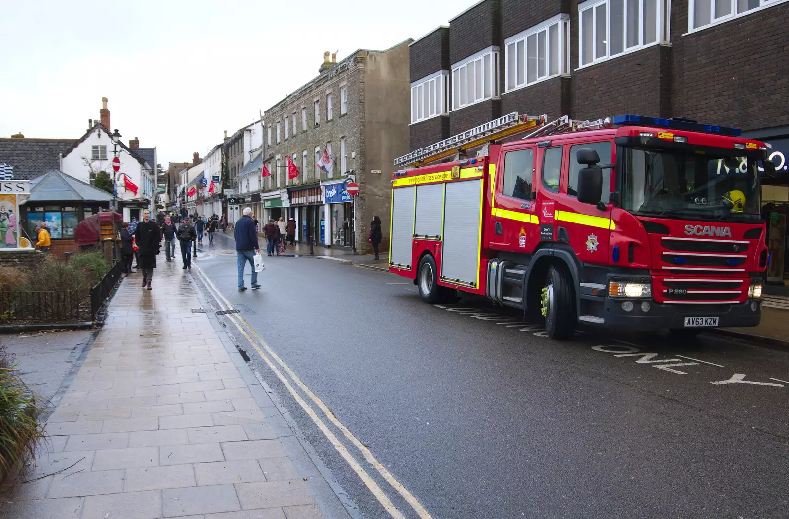 There's a fire engine on Mere Street, from A Christingle Service, St. Nicholas Church, Oakley, Suffolk - 24th December 2019