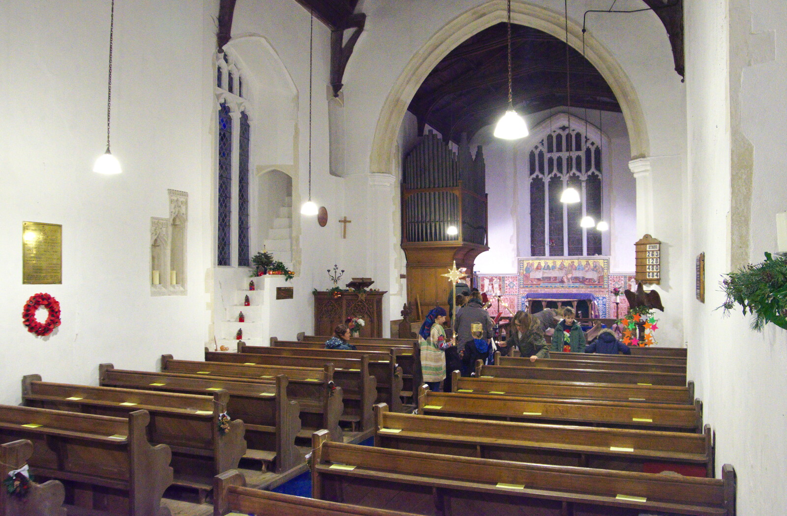 The nave of Oakley church, before the crowds arrive from A Christingle Service, St. Nicholas Church, Oakley, Suffolk - 24th December 2019