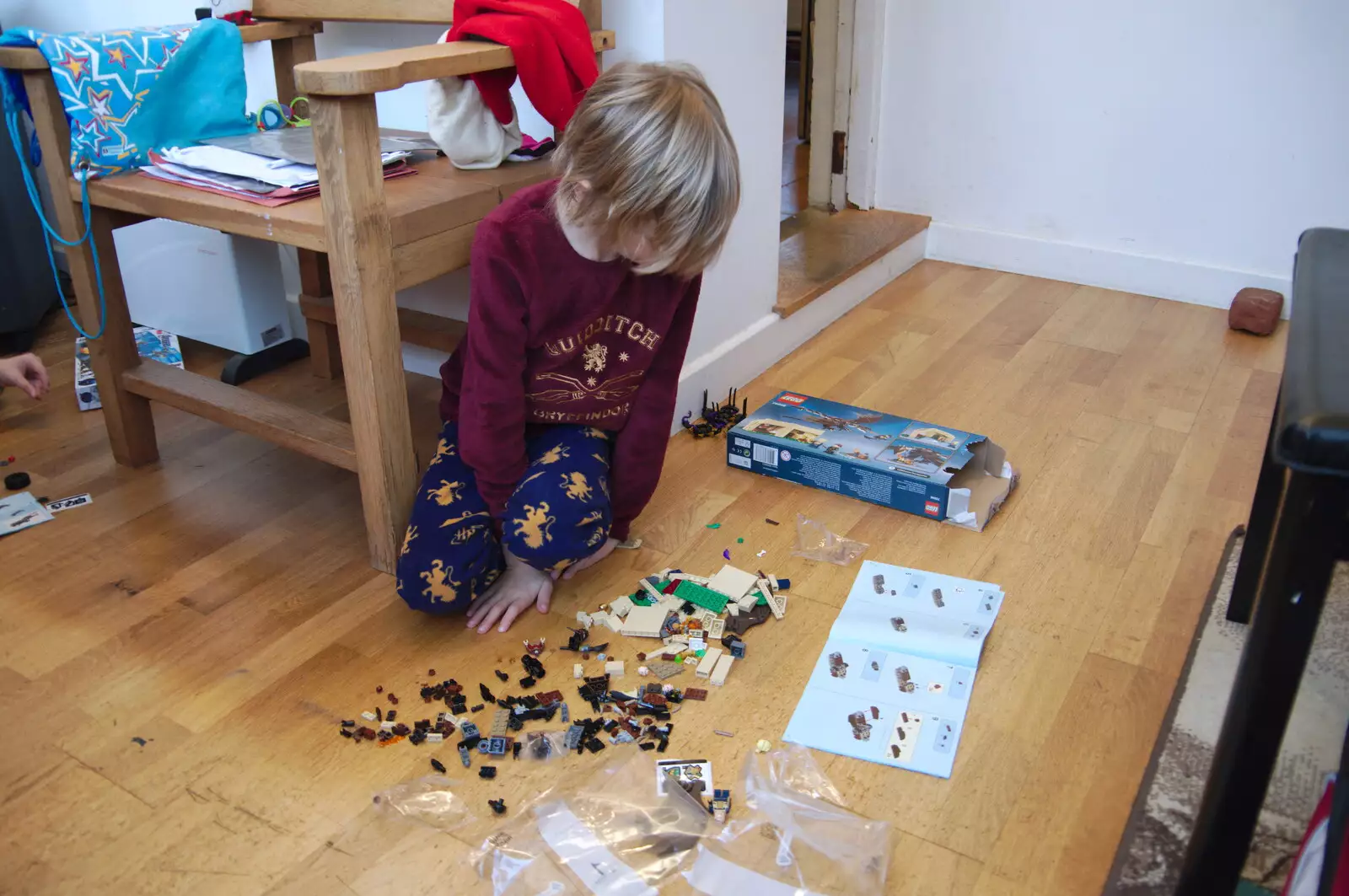 Harry starts making Lego, in the way of everything, from Christmas Day, Brome, Suffolk - 25th December 2019