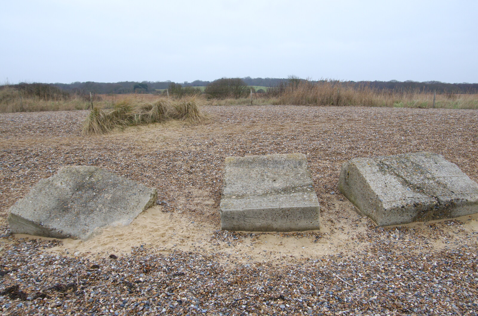 Concrete blocks on the beach from A Trip to the Beach, Dunwich Heath, Suffolk - 27th December 2019