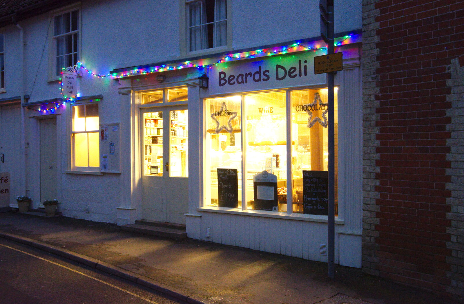 Beard's deli, with its Christmas lights up from Diss Panto and the Christmas Lights, Diss, Norfolk - 27th December 2019