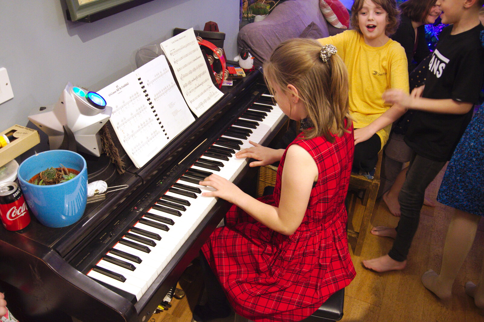 Soph the Roph plays piano in the back room from A New Year's Eve Party, Brome, Suffolk - 31st December 2019