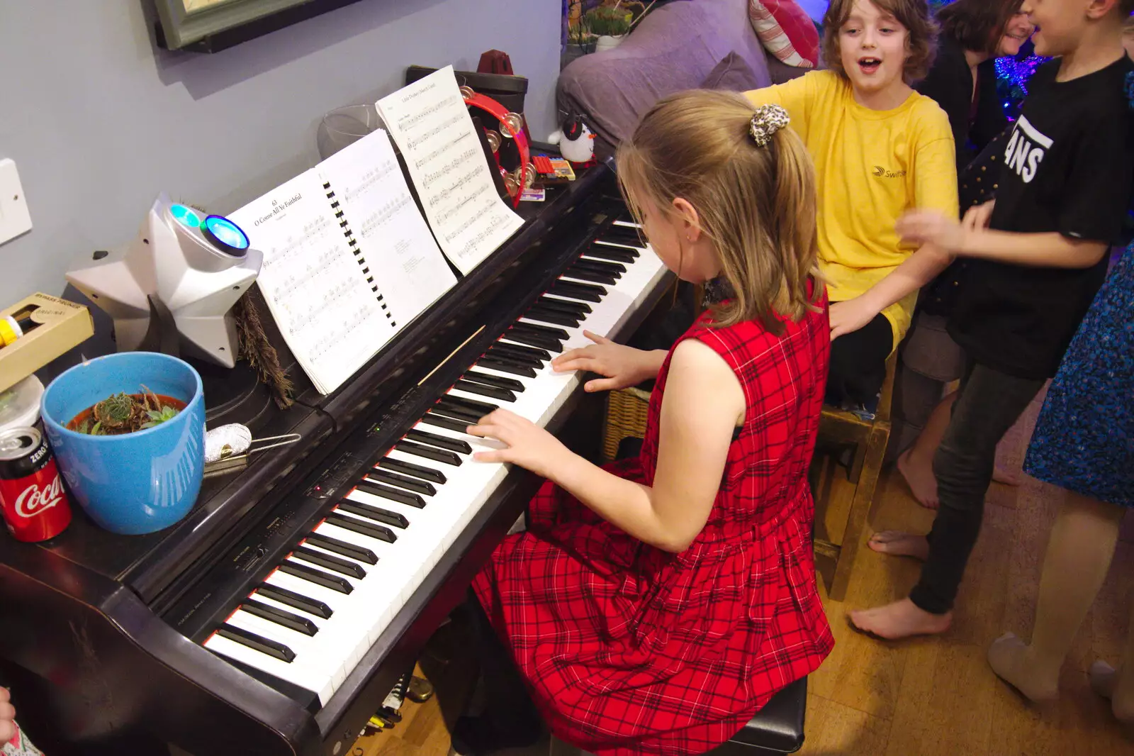 Soph the Roph plays piano in the back room, from A New Year's Eve Party, Brome, Suffolk - 31st December 2019