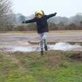 Harry leaps about, New Year's Day on the Ling, Wortham, Suffolk - 1st January 2020