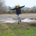 Harry leaps about, New Year's Day on the Ling, Wortham, Suffolk - 1st January 2020