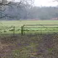 A six-bar gate to a misty field, New Year's Day on the Ling, Wortham, Suffolk - 1st January 2020