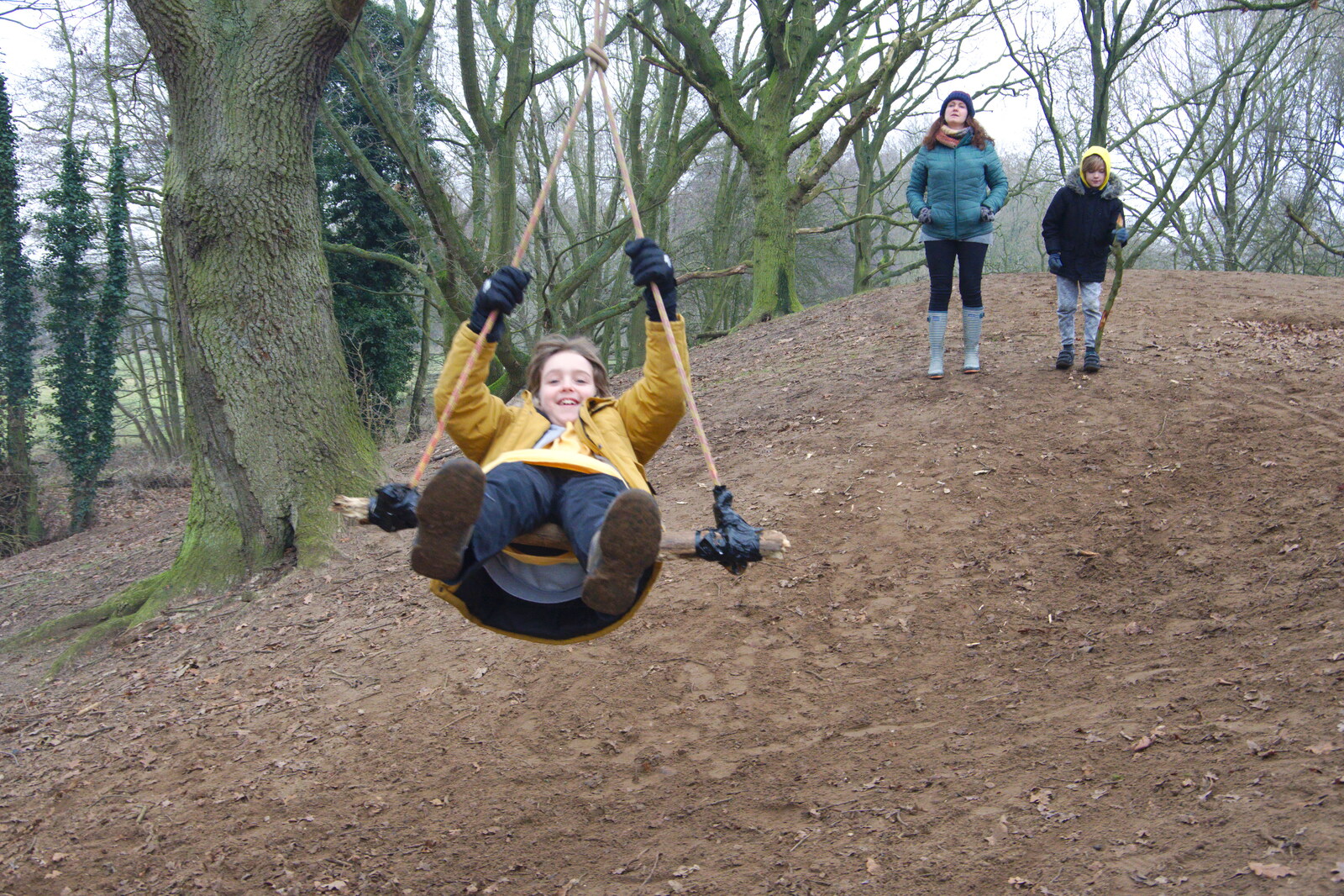 Fred has a swing from New Year's Day on the Ling, Wortham, Suffolk - 1st January 2020