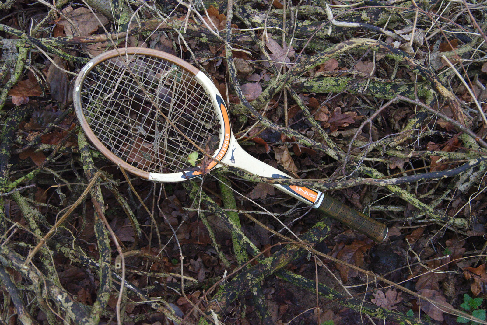 The odd sight of an old wooden tennis racquet from New Year's Day on the Ling, Wortham, Suffolk - 1st January 2020