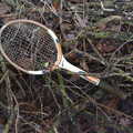 The odd sight of an old wooden tennis racquet, New Year's Day on the Ling, Wortham, Suffolk - 1st January 2020