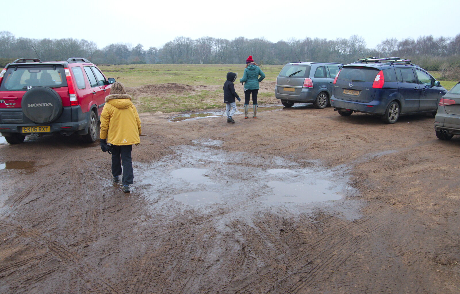 In the muddy car park from New Year's Day on the Ling, Wortham, Suffolk - 1st January 2020