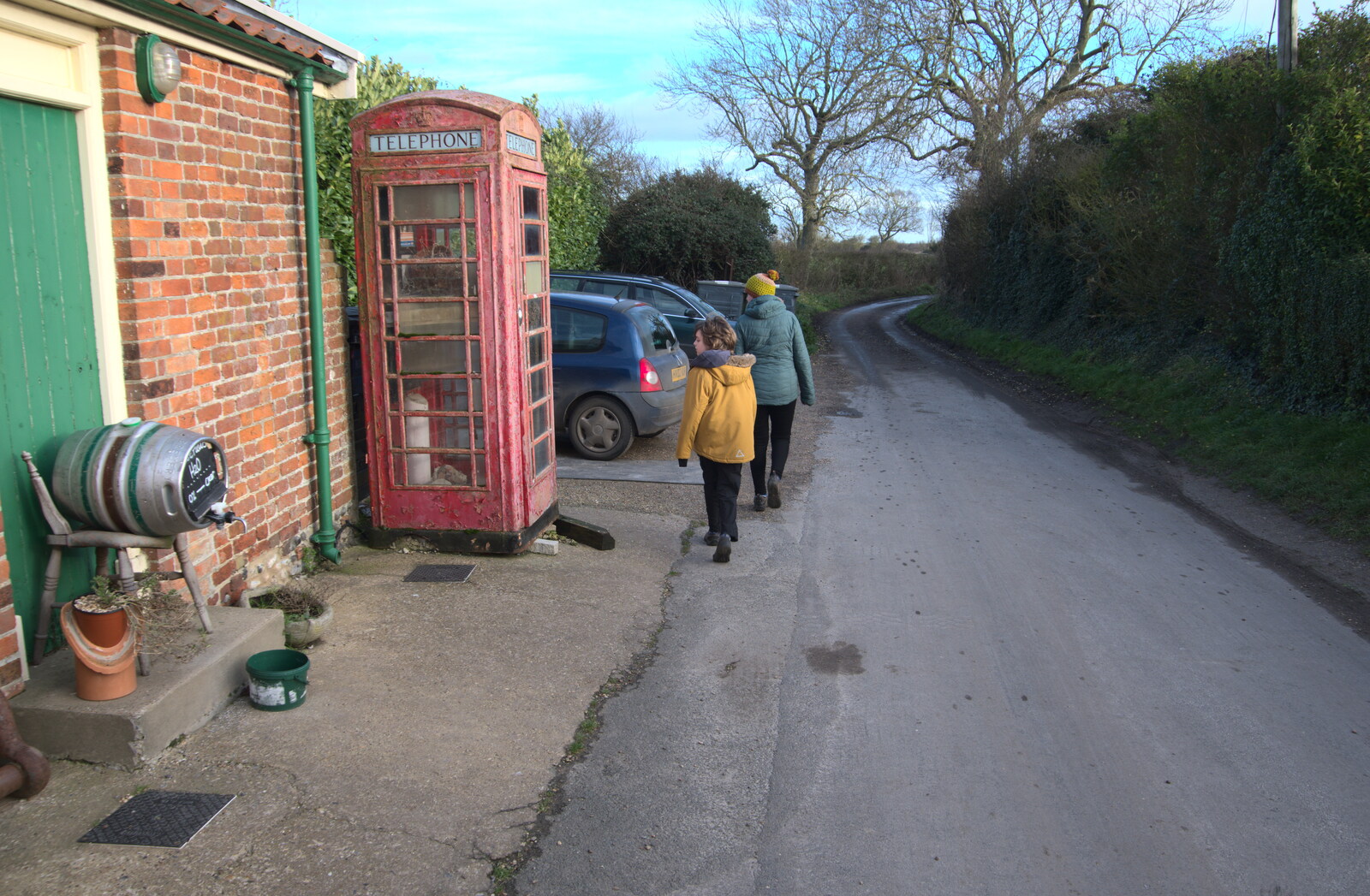 We wander off passed a wrecked K6 phone box from To See the Seals, Horsey Gap, Norfolk - 10th January 2020