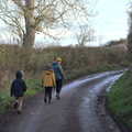 The gang stomps off up the lane, To See the Seals, Horsey Gap, Norfolk - 10th January 2020