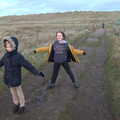 The boys are like aeroplanes in the wind, To See the Seals, Horsey Gap, Norfolk - 10th January 2020