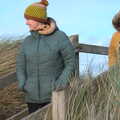 Isobel and Fred cross the top of the dunes, To See the Seals, Horsey Gap, Norfolk - 10th January 2020