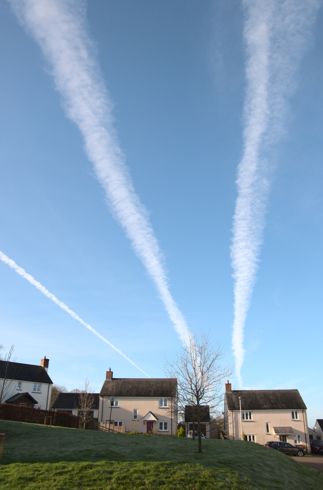 Three contrails over Chapel Park from A Short Trip to Spreyton, Devon - 18th January 2020