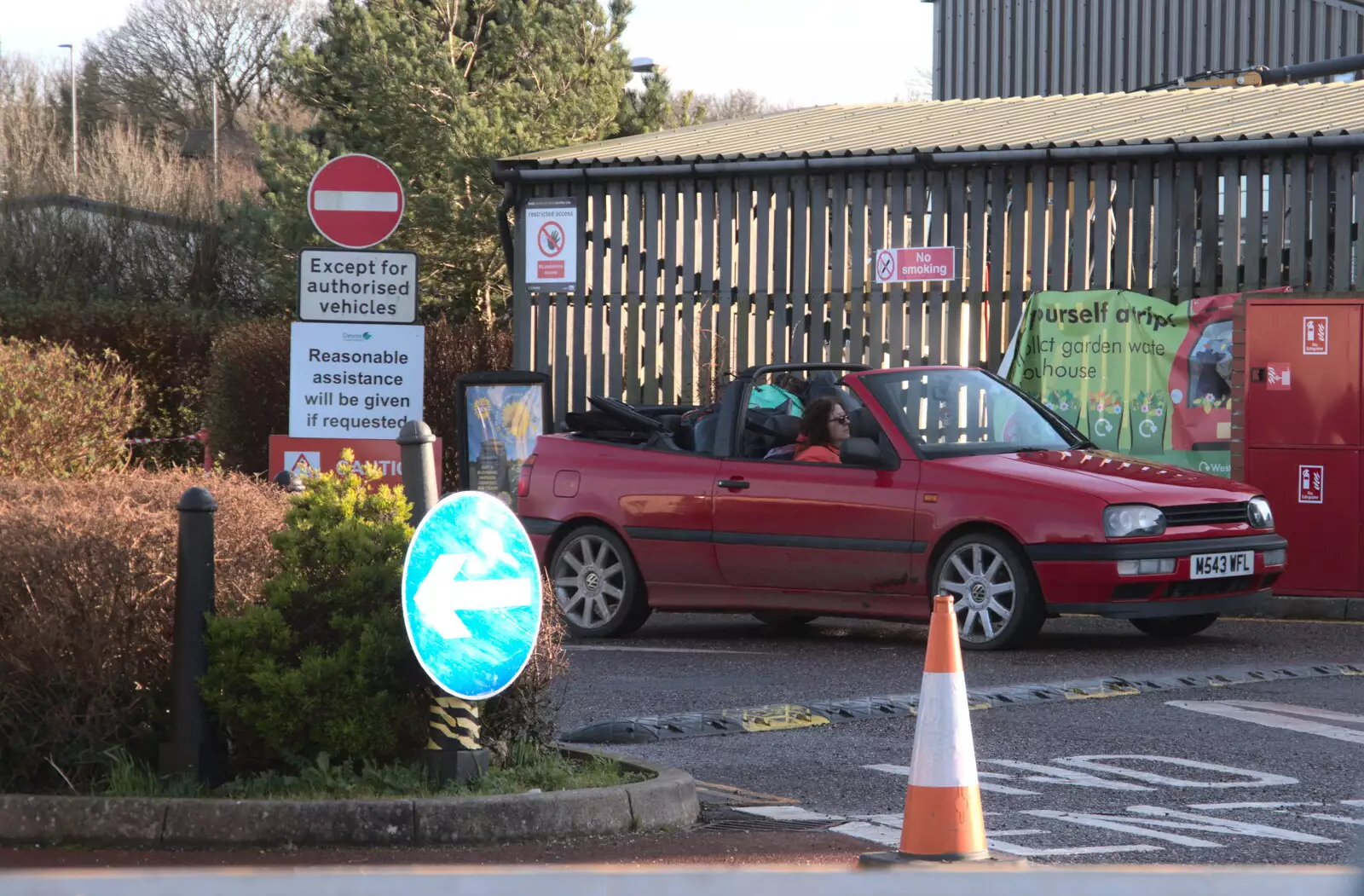 A convertible is a temporary skip at Okehampton, from A Short Trip to Spreyton, Devon - 18th January 2020