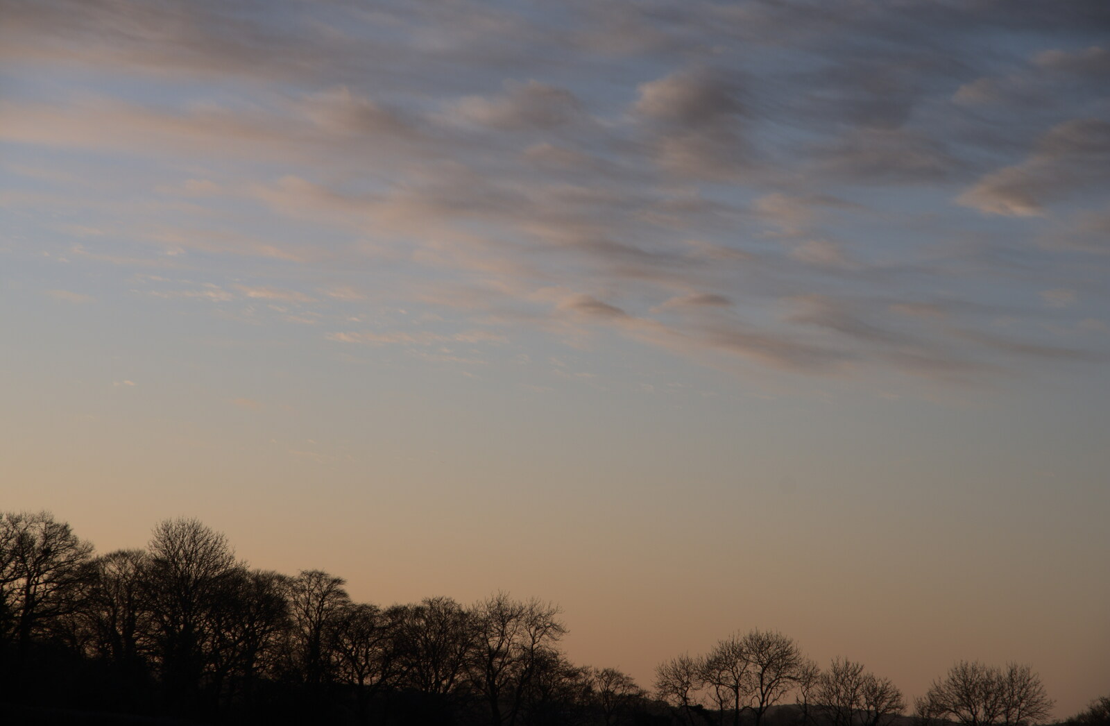Wispy clouds in the dusk from A Short Trip to Spreyton, Devon - 18th January 2020