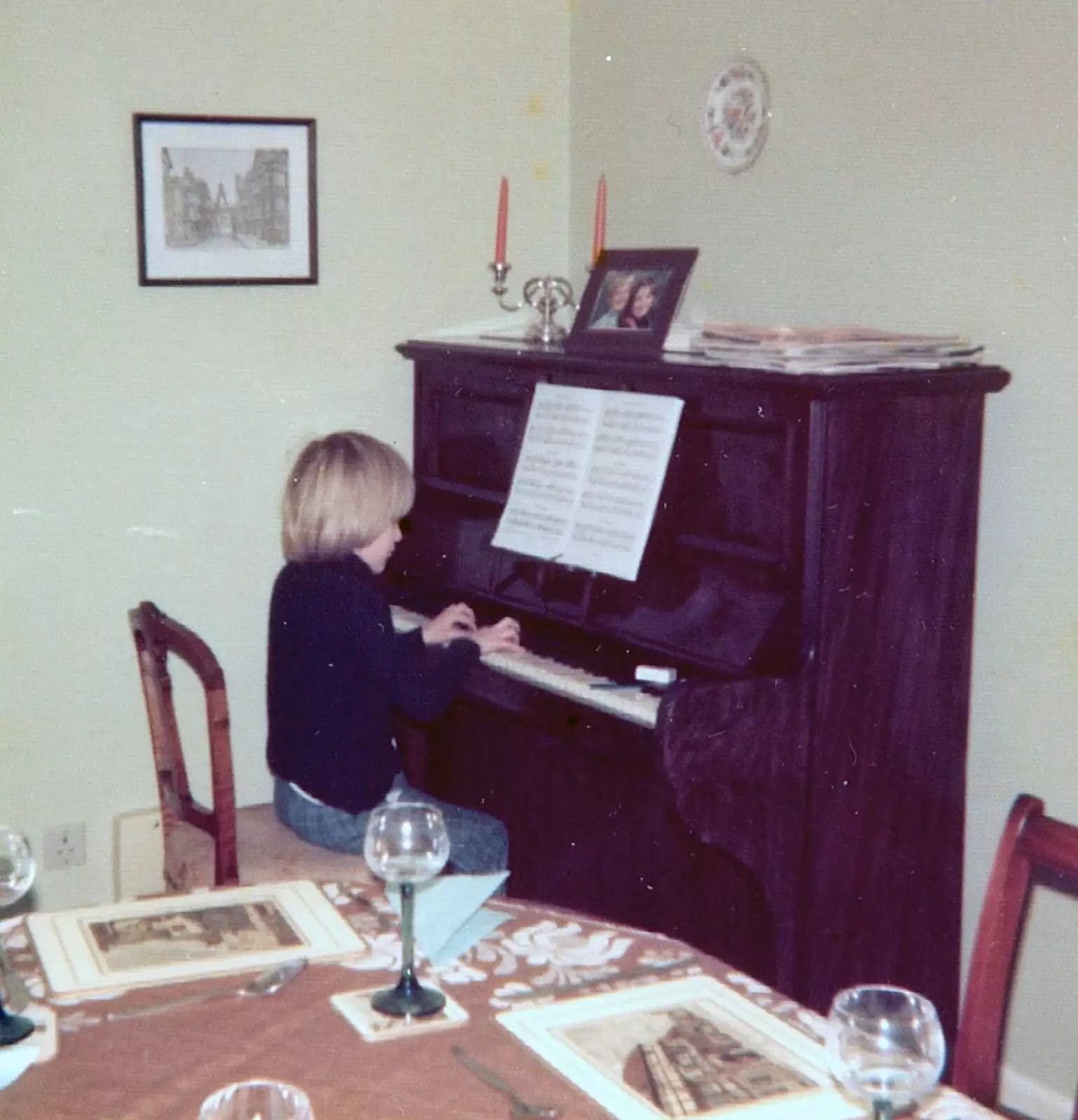 Nosher plays the piano in the dining room, from Family History: Birtle's Close, Sandbach, Cheshire - 24th January 2020