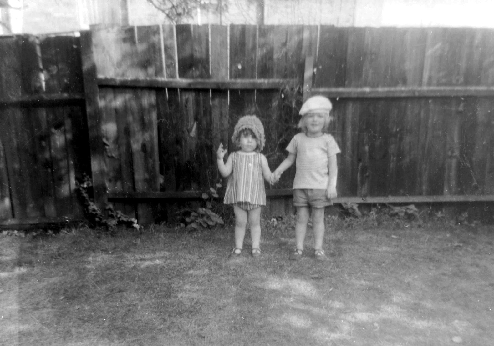 Family History: Danesbury Avenue, Tuckton, Christchurch, Dorset - 24th January 2020: Nosher and Sis by the garden fence, 1970