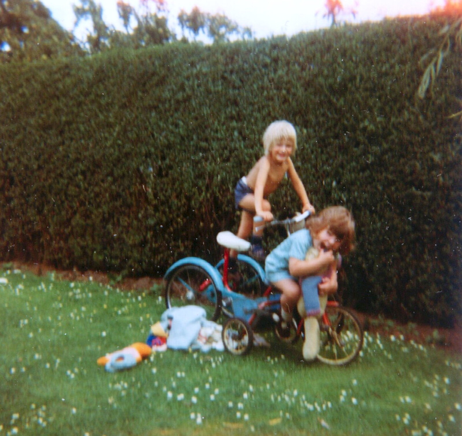 On a tricycle in the back garden from Family History: Raven Road, Timperley, Altrincham - 24th January 2020