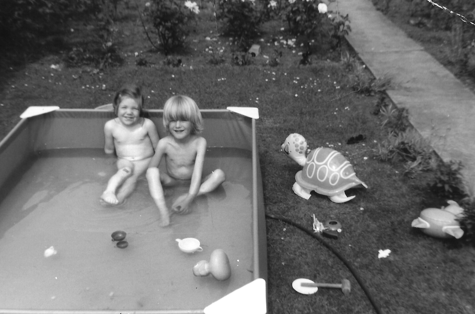 Sis and Nosher in the paddling pool from Family History: Raven Road, Timperley, Altrincham - 24th January 2020