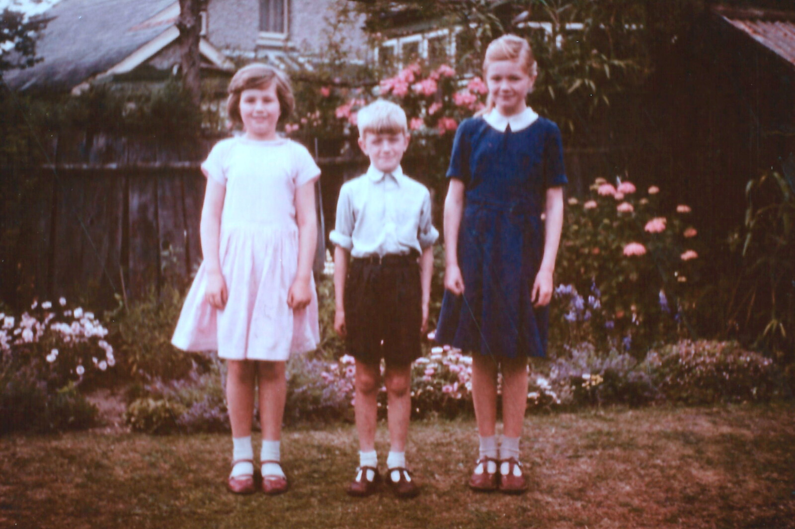Judith, Neil and Janet at what looks like Danesbury Avenue, 1959? from Family History: The 1940s and 1950s - 24th January 2020