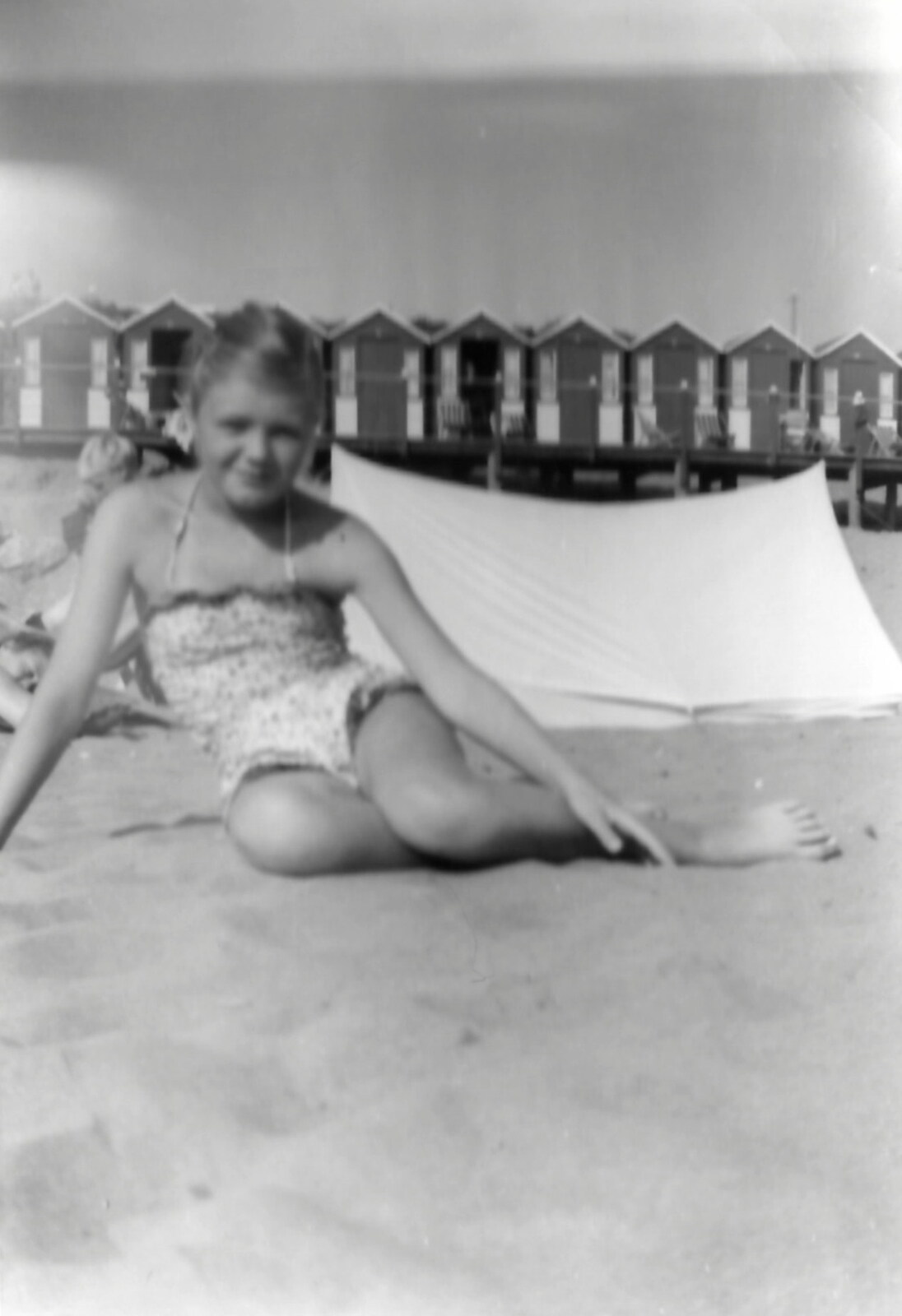 Janet on the beach at Southport from Family History: The 1940s and 1950s - 24th January 2020