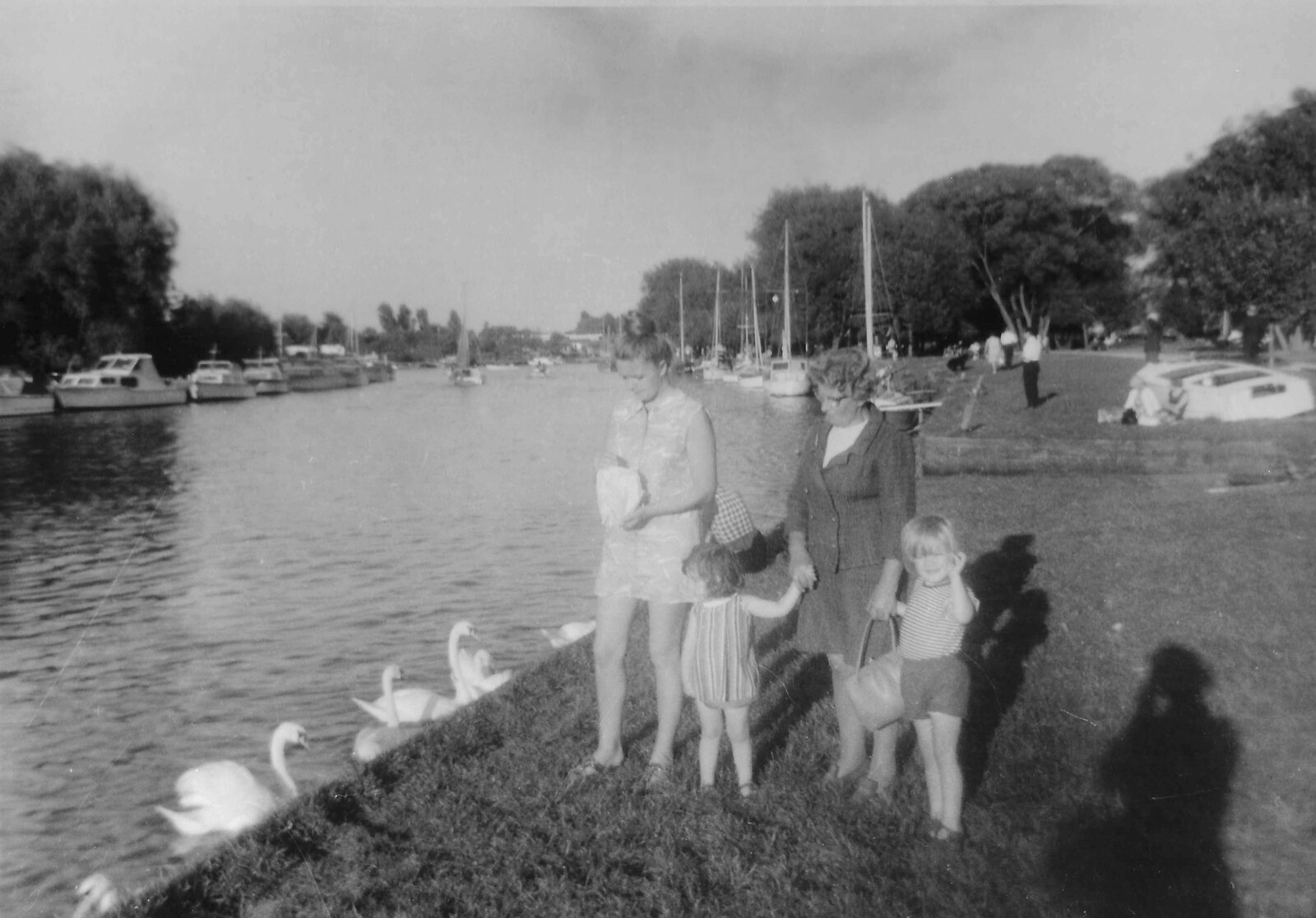 Mother, Sis, Granny and Nosher by the River Stour in Christchurch Park, 1970 from Family History: The 1970s, Timperley and Sandbach, Cheshire - 24th January 2020