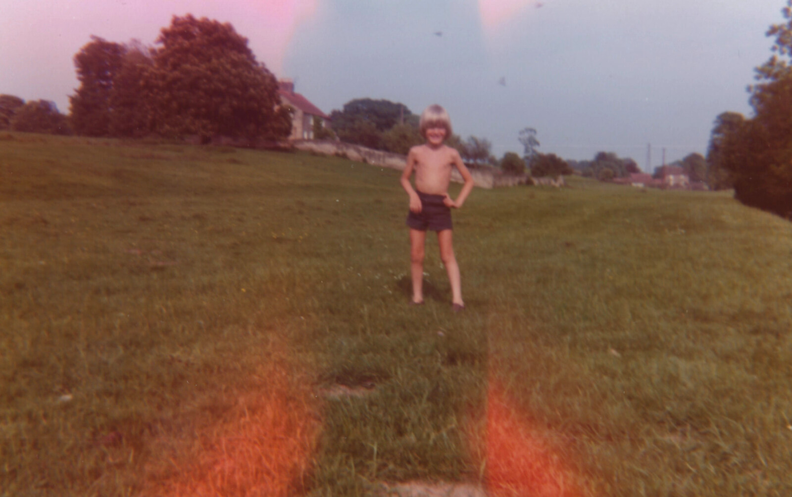 Stick boy in a field in Yorkshire from Family History: The 1970s, Timperley and Sandbach, Cheshire - 24th January 2020