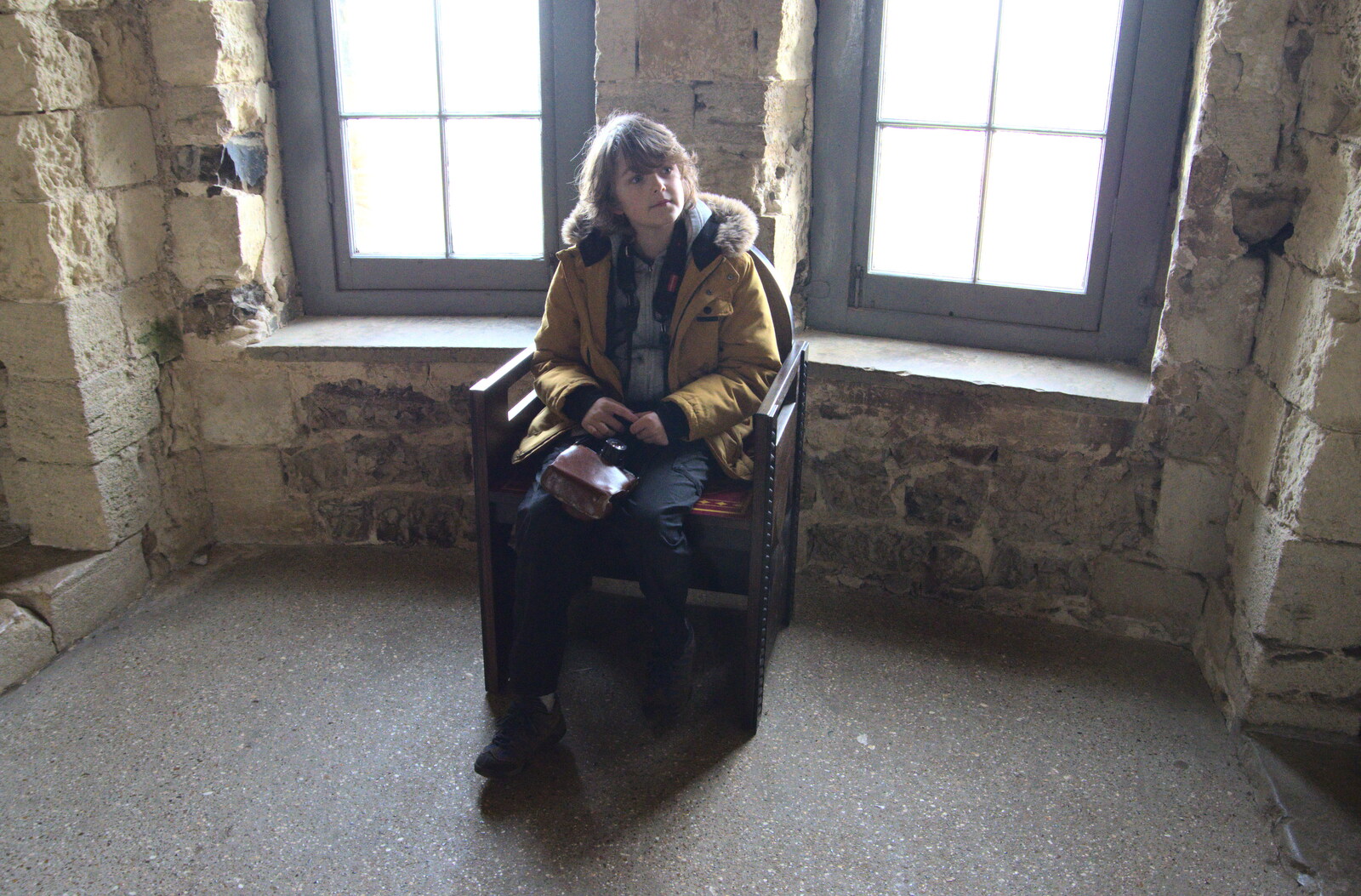 A Trip to Orford, Suffolk - 25th January 2020: Fred sits in a throne-like chair